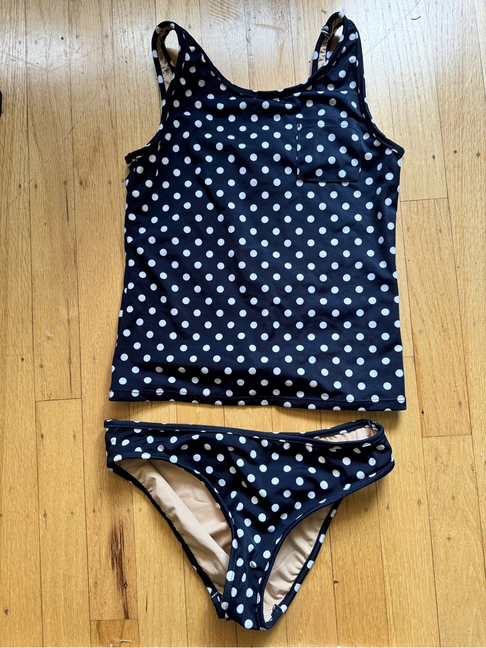 Crewcuts Navy and White Polka Dot Girls Tankini Set-Never Worn